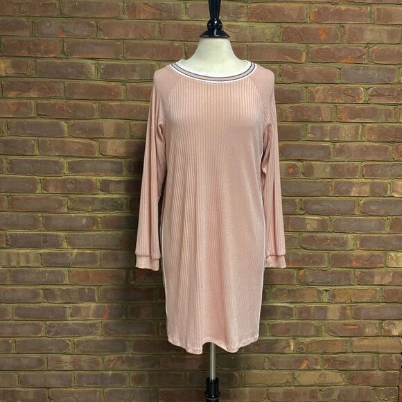 Ronni Nicole Peach Ribbed Long Sleeve Dress Size Large NWOT - Picture 2 of 7